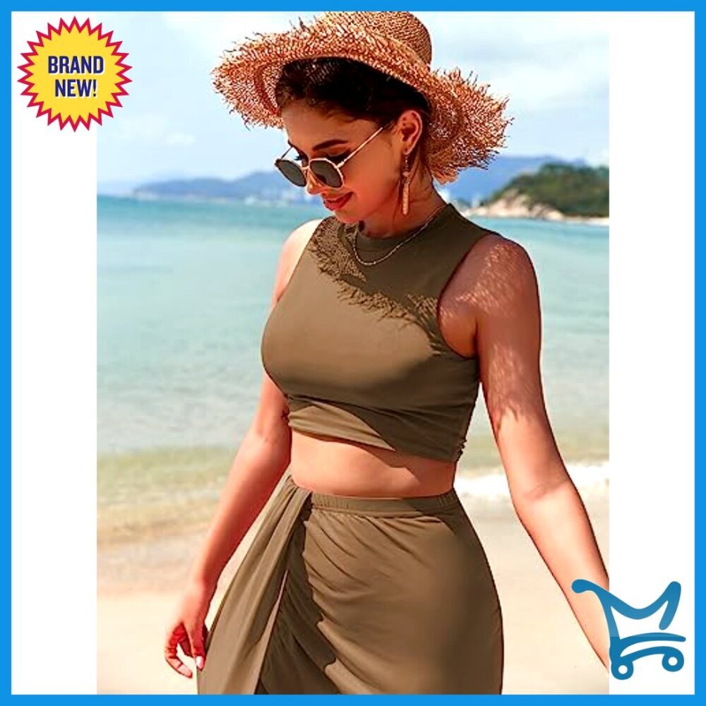 Sleeveless Crop Top Maxi Skirt Set Ruched Side Slit Elegant Party Wear - Picture 4 of 7